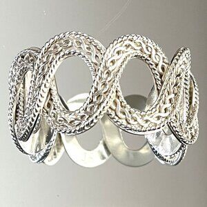 Rustic Cuff Chain Stainless Steel Logo Signed 1.5" Wide